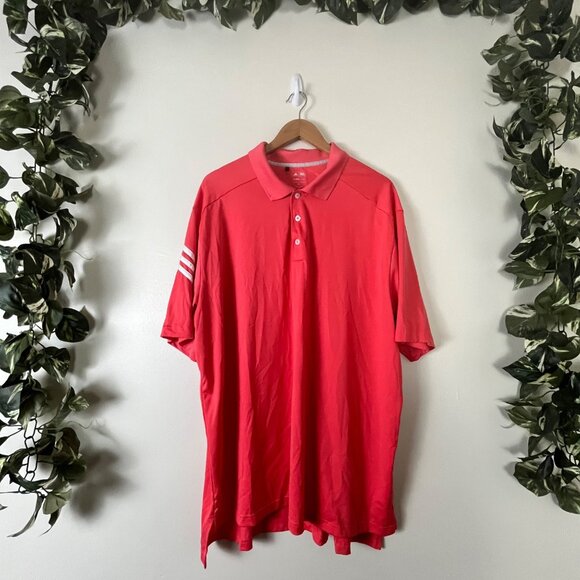 Adidas Athletic ClimaCool Front Button Short Sleeve Polo Shirt Salmon Size 2XL - Picture 1 of 11